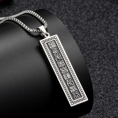 Buddha Stones the Nine-word Mantra Titanium Steel Bagua Yin Yang Balance Necklace Pendant