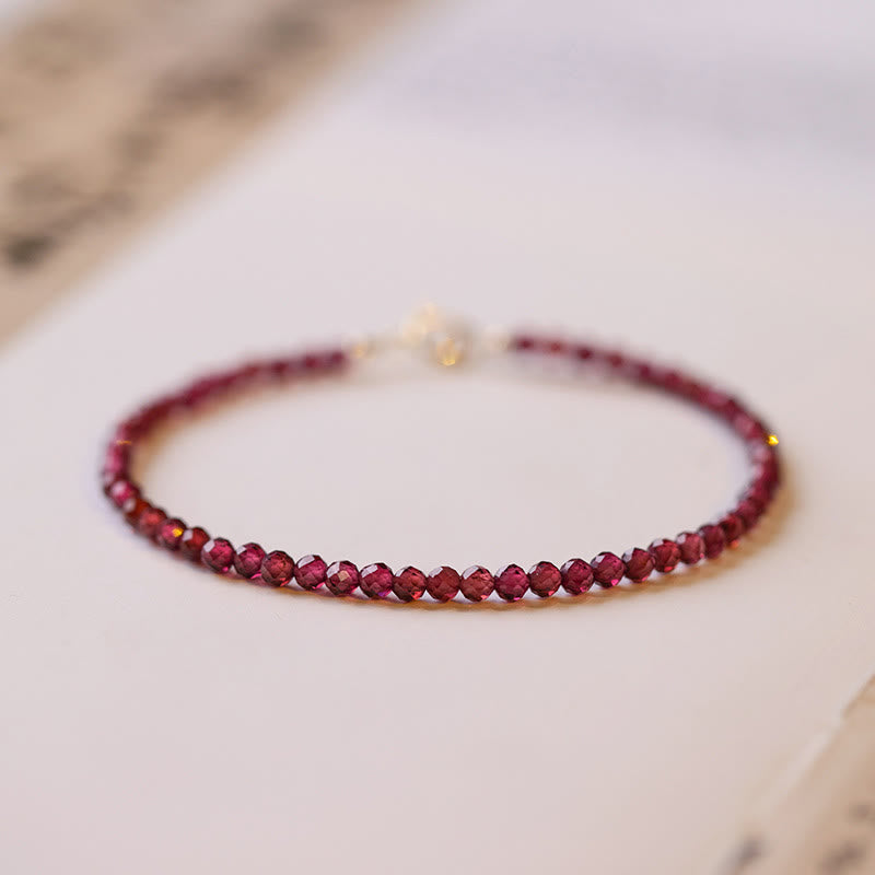 Buddha Stones 3mm Natural Small Garnet Ultra-thin Beads Protection Bracelet