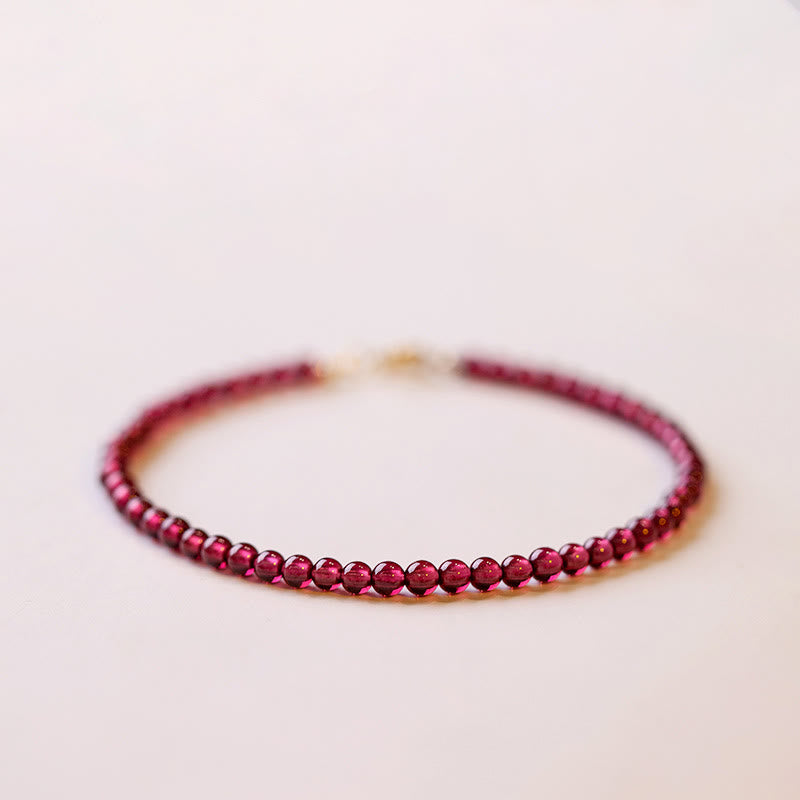 Buddha Stones 3mm Natural Small Garnet Ultra-thin Beads Protection Bracelet