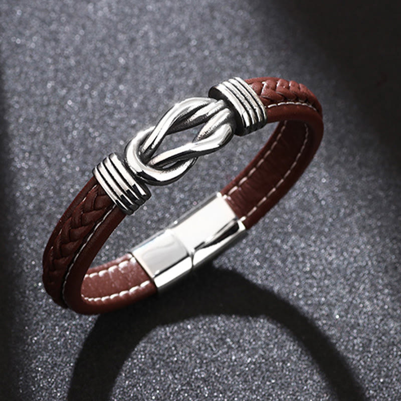 Buddha Stones Titanium Steel Leather Strengthen Bracelet