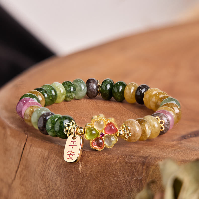 Buddha Stones Tourmaline Jade Safe and Well Love Bracelet