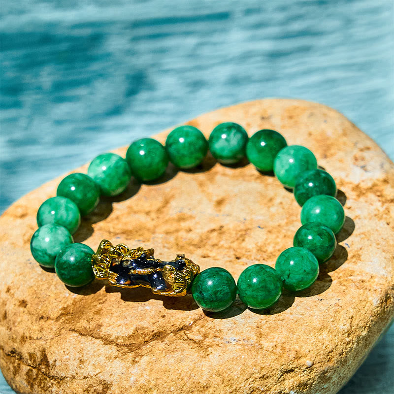 Buddha Stones Fengshui Pixiu Jade Protection Bracelet