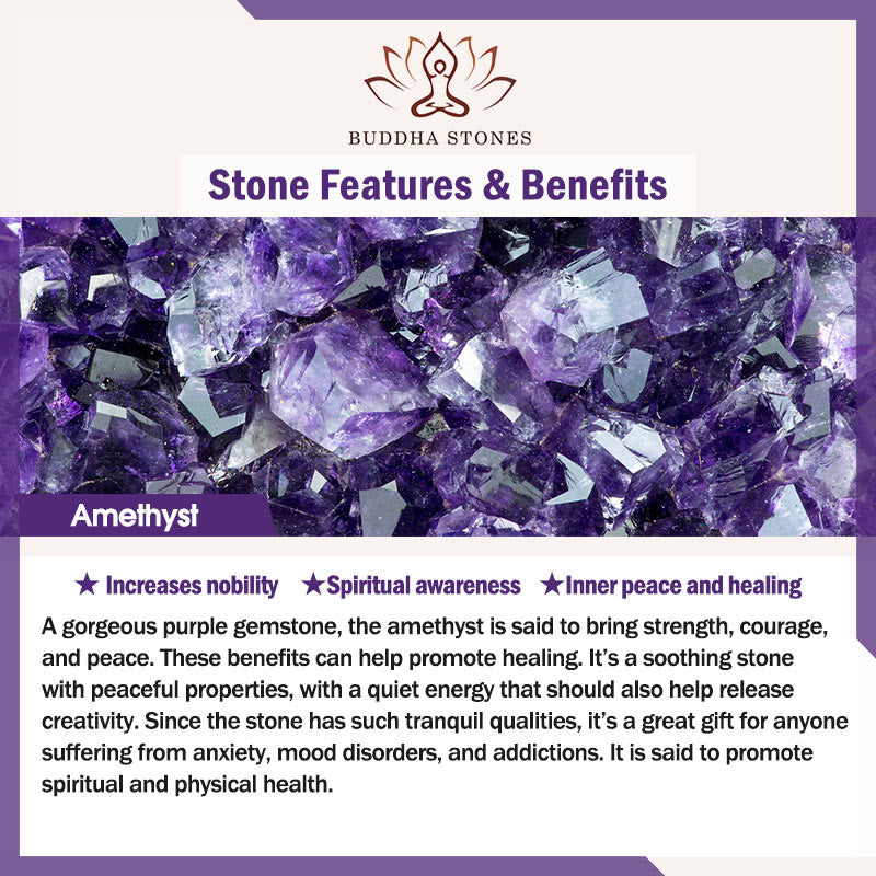 Buddha Stones Natural Stone Amazonite Amethyst Lazurite Lapis Lazuli Rose Quartz Heart Positive Balance Bracelet