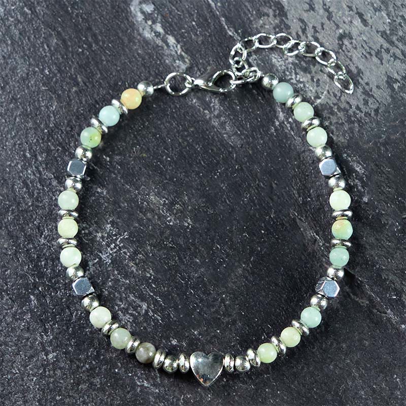 Buddha Stones Natural Stone Amazonite Amethyst Lazurite Lapis Lazuli Rose Quartz Heart Positive Balance Bracelet