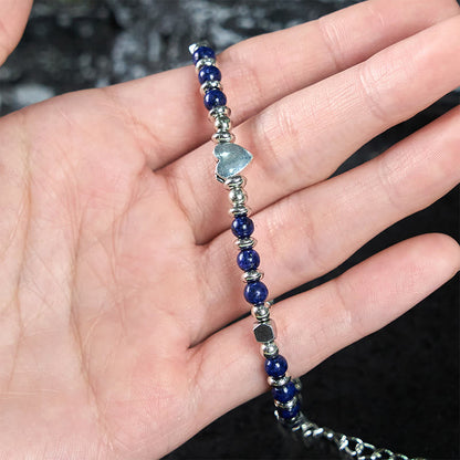 Buddha Stones Natural Stone Amazonite Amethyst Lazurite Lapis Lazuli Rose Quartz Heart Positive Balance Bracelet