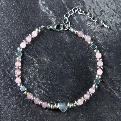 Buddha Stones Natural Stone Amazonite Amethyst Lazurite Lapis Lazuli Rose Quartz Heart Positive Balance Bracelet