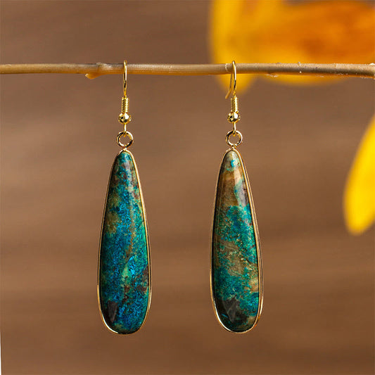 Buddha Stones Emperor Stone Water Drop Happiness Dangle Earrings
