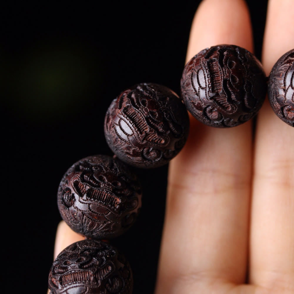 Buddha Stones Tibetan Rosewood Engraving Pixiu Warmth Bracelet