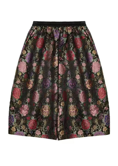 Print Elastic Waist Crop Lantern Pants Fall