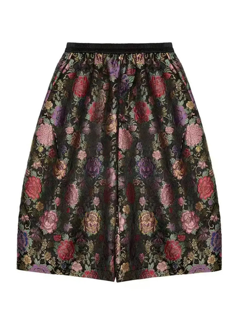 Print Elastic Waist Crop Lantern Pants Fall