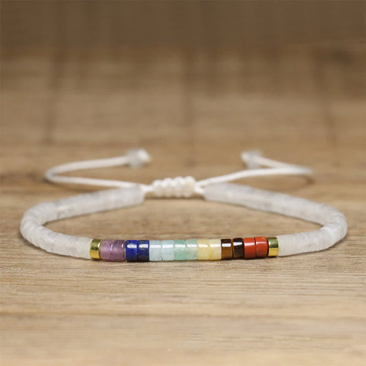 Buddha Stones Natural White Crystal Black Onyx Clarity Spacer Bead Bracelet