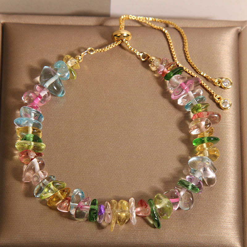 Mixed Crystal Protection Bracelet With Clear Quartz & Blue Crystals