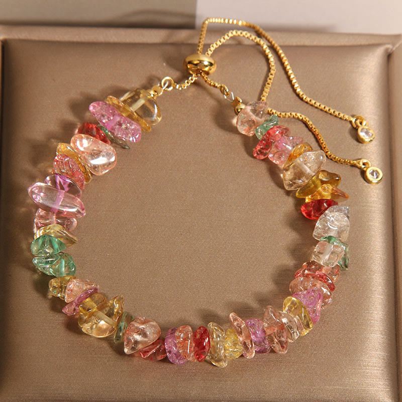 Mixed Crystal Protection Bracelet With Clear Quartz & Blue Crystals