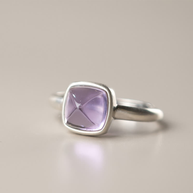 Buddha Stones Natural 925 Sterling Silver Amethyst Adjustable Balance Ring