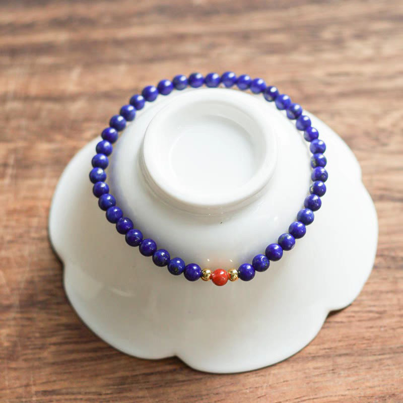 Buddha Stones Small Lazurite Lapis Lazuli Cinnabar Ultra-thin Beads Positive Bracelet