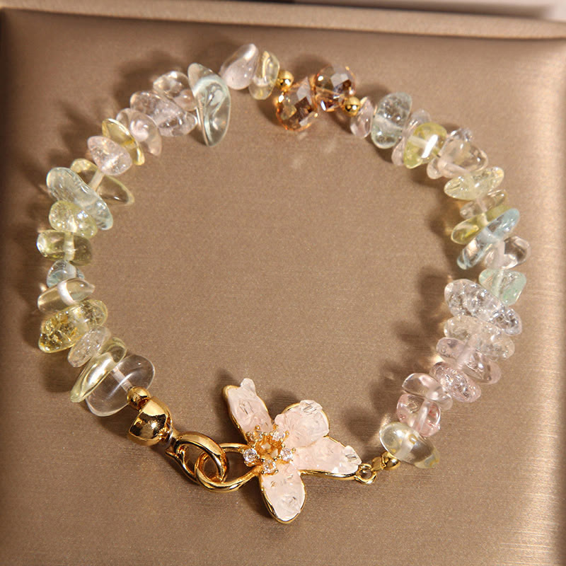 Buddha Stones Natural Irregular Gravel Amethyst Blue Crystal Wisteria Balance Bracelet