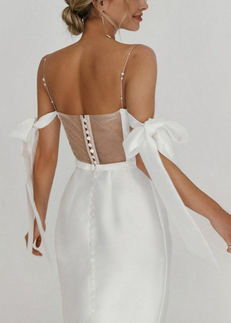 European and American White Pearl Spaghetti Strap Dress Summer