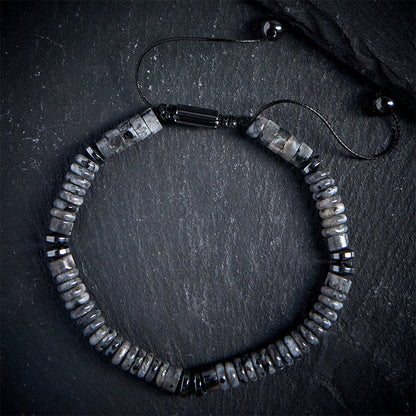 Buddha Stones Small Black Obsidian Green Aventurine Grey Jasper Tiger Eye Strength Rope Bracelet
