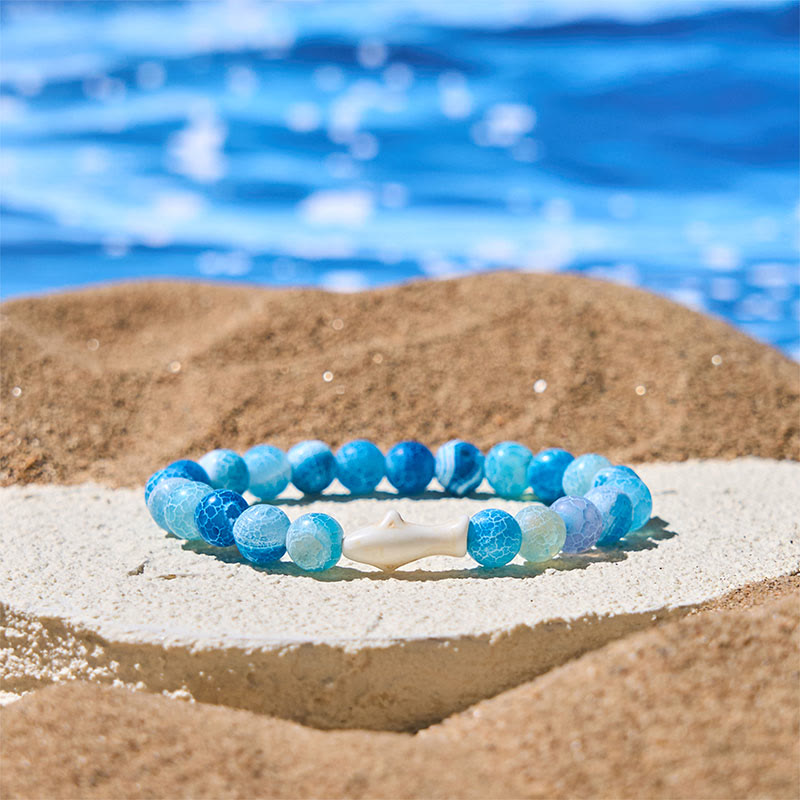Buddha Stones Natural Agate Stone Shark Wisdom Bracelet