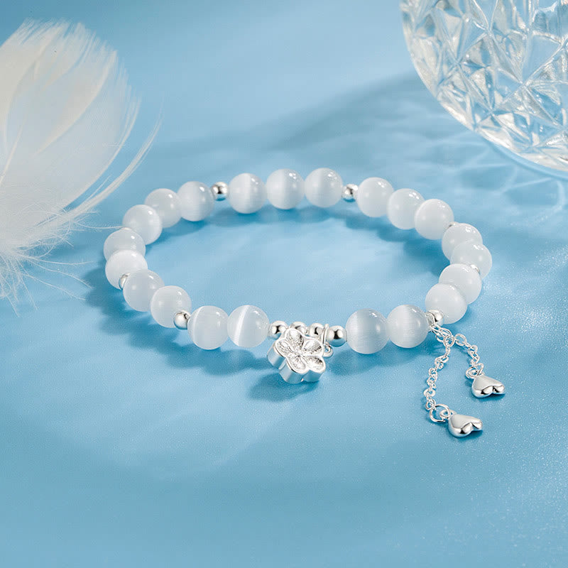 Buddha Stones Natural Cat's Eye Cherry Blossom Peace Bracelet