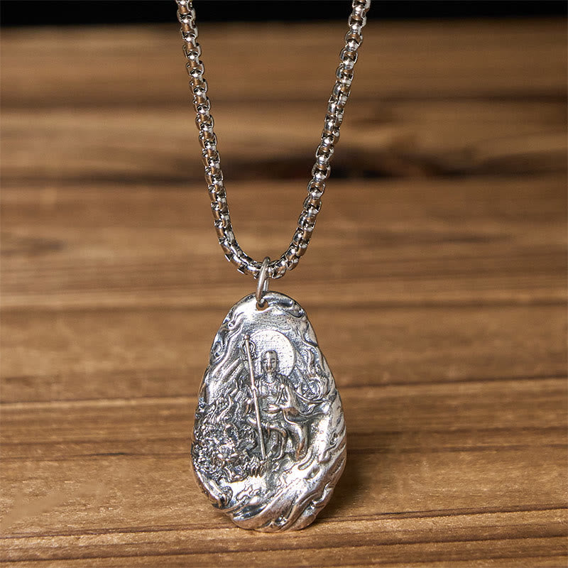 Buddha Stones Copper Kṣitigarbha Dizang Bodhisattva Compassion Pendant Necklace