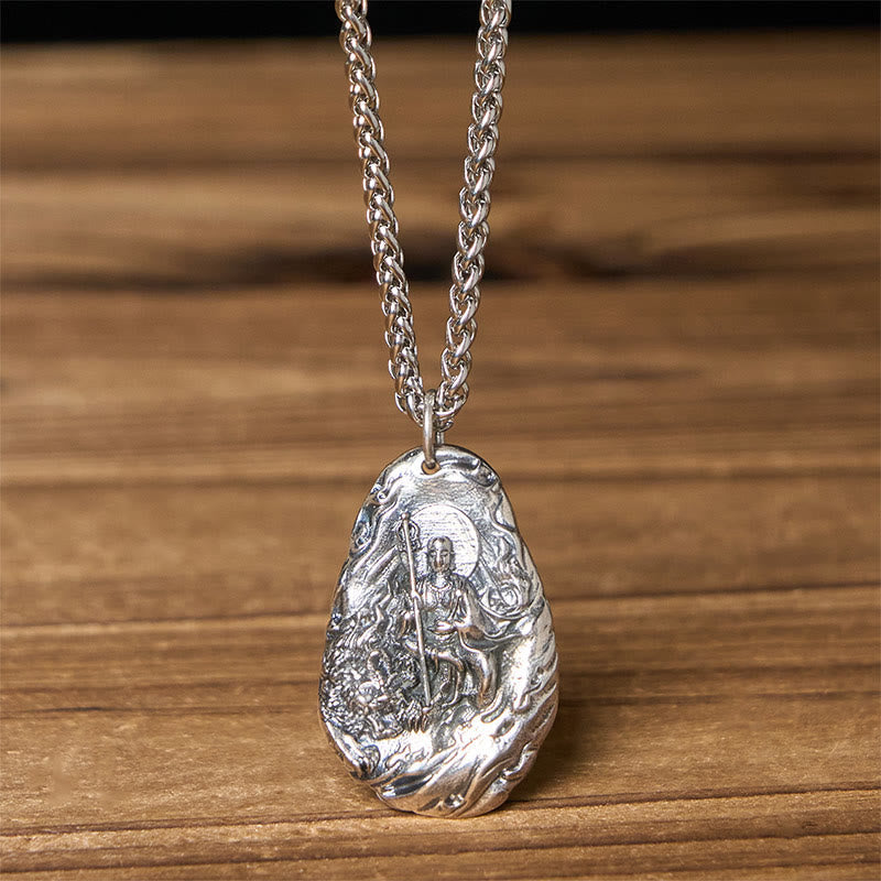 Buddha Stones Copper Kṣitigarbha Dizang Bodhisattva Compassion Pendant Necklace