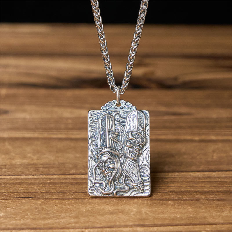 Buddha Stones Copper Black White Impermanence Pattern Balance Pendant Necklace