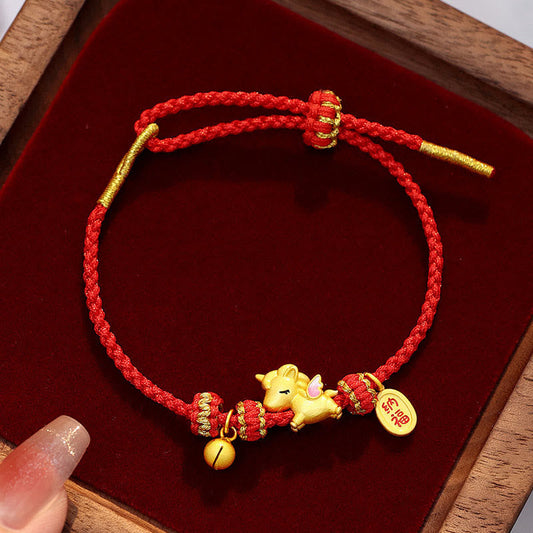 Buddha Stones 925 Sterling Silver Year of the Horse Lucky Fortune Red String Strength Bracelet