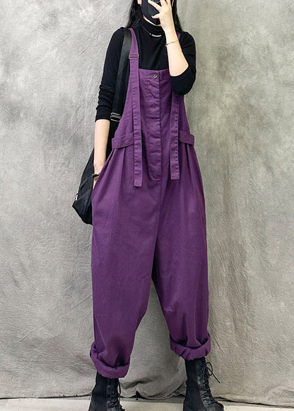 Coffee Pockets Patchwork Cotton Strap Pants Summer