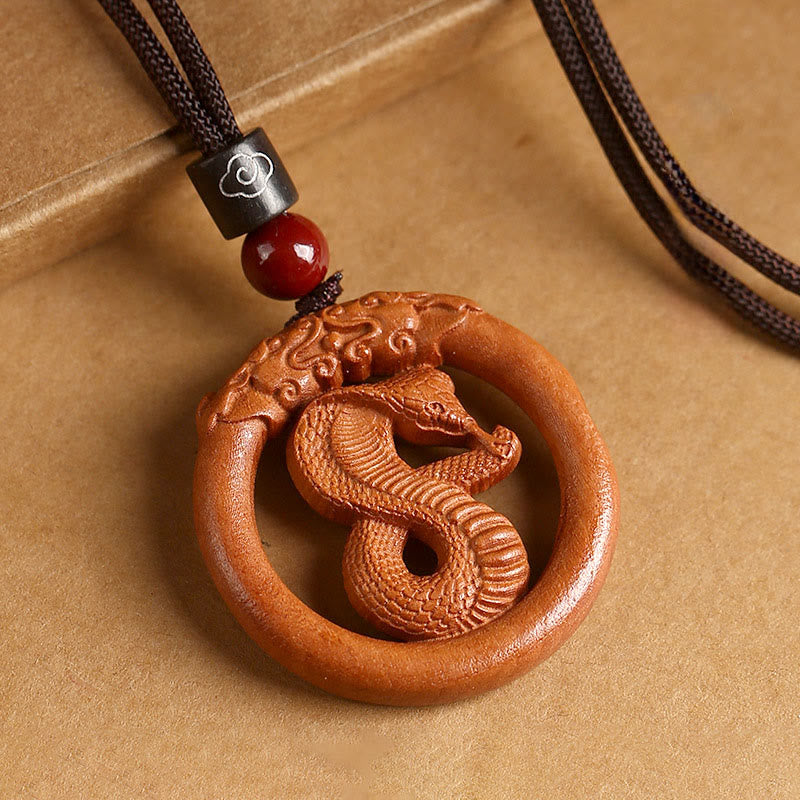 Buddha Stones Peach Wood Chinese Zodiac Year of the Horse Ward Off Evil Spirits Necklace Pendants