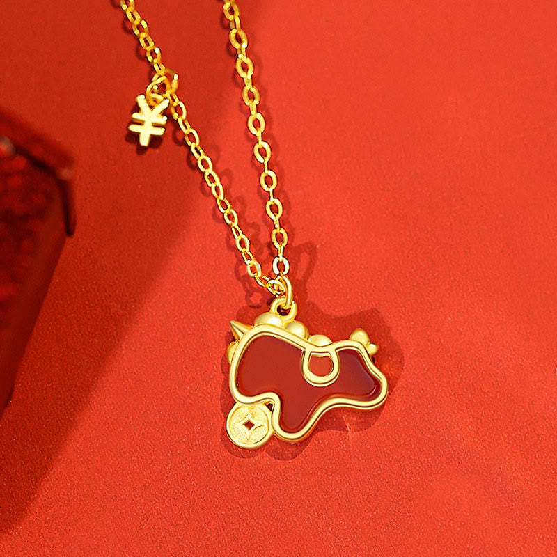 Buddha Stones 925 Sterling Silver Year of the Horse Red String Red Agate Coin Charm Luck Bracelet