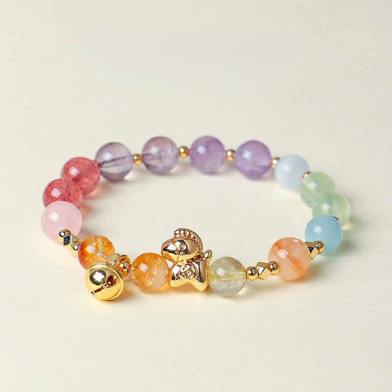 Buddha Stones Year of the Horse Citrine Amethyst Various Crystals Protection Bracelet