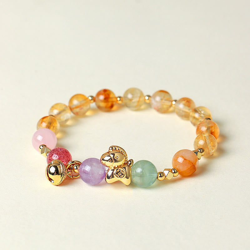 Buddha Stones Year of the Horse Citrine Amethyst Various Crystals Protection Bracelet