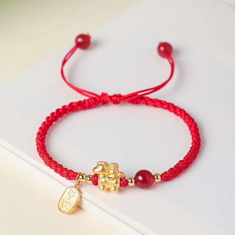 Buddha Stones 999 Sterling Silver Year of the Horse Peaceful and Rich Success String Bracelet