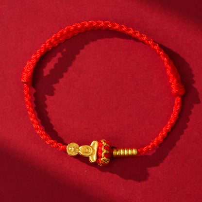 Buddha Stones Formless Buddha Lotus Knot Red String Protection Braided Bracelet