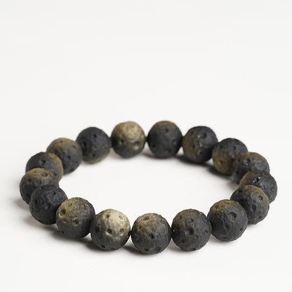 Buddha Stones Natural Silver Sheen Obsidian Gold Sheen Obsidian Round Beads Protection Bracelet