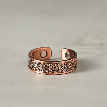 Buddha Stones Copper Abstract Line Pattern Open Luck Cuff Bracelet Bangle Ring