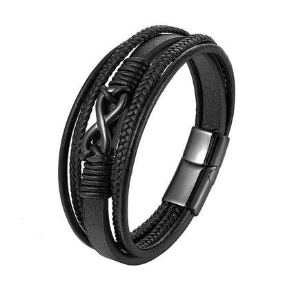 Buddha Stones Colorful Infinitely Titanium Steel Multilayered Leather Strengthen Bracelet