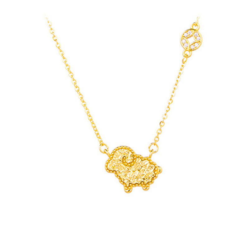 Buddha Stones Year of the Horse Chinese Zodiac 925 Sterling Silver Coin Design Blessing Chain Necklace Pendants