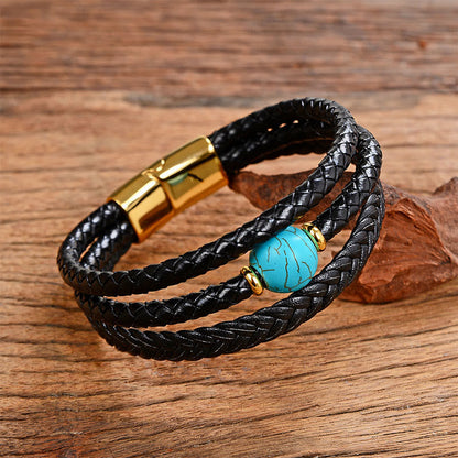 Buddha Stones Multicolored Bead Amethyst Lazurite Craved Six True Words Braided Leather Balance Bracelet