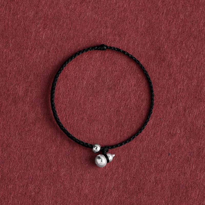 Buddha Stones 925 Sterling Silver Gourd Lucky Fortune Charm String Connection Bracelet