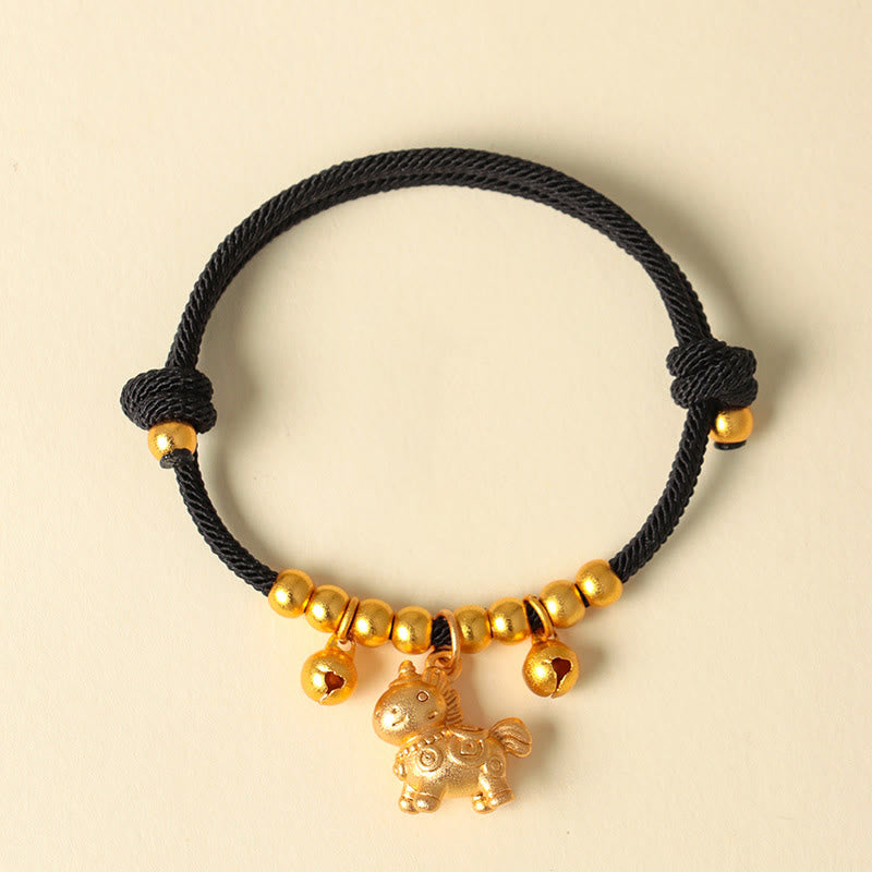 Buddha Stones Year of the Horse Multiple Horse Styles Rope Luck Strength Adjustable Bracelet