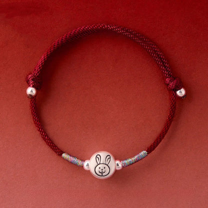 Buddha Stones Year of the Horse 999 Sterling Silver Red String Luck Bracelet