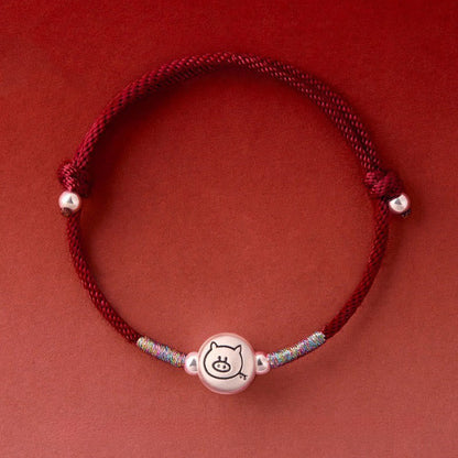 Buddha Stones Year of the Horse 999 Sterling Silver Red String Luck Bracelet