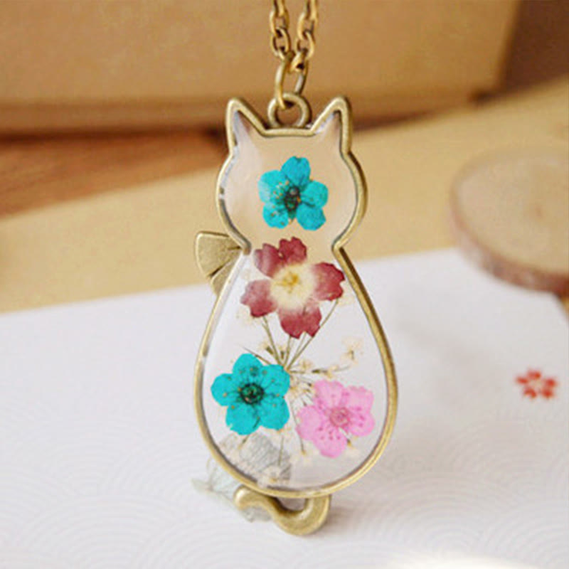 Buddha Stones Handcrafted Resin Dripping Cat Copper Luck Healing Necklace Pendant