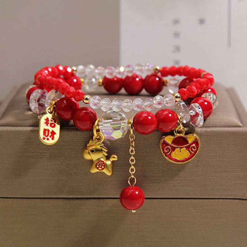 Buddha Stones Year of the Horse Ingot Prosperity Bracelet