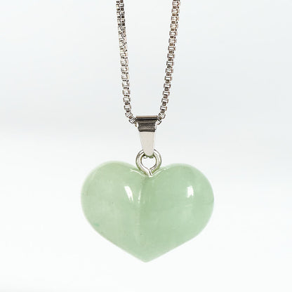 Buddha Stones Heart Design Amethyst Topaz Pink Crystal Opal Tiger Eye White Crystal Red Jasper Amazonite Green Aventurine Black Obsidian Citrine Balance Necklace Pendant