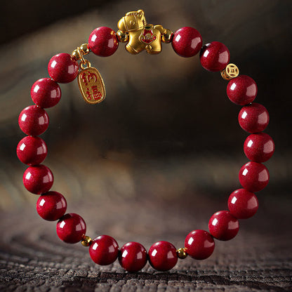 Buddha Stones Year of the Horse Cinnabar Blessing Bracelet