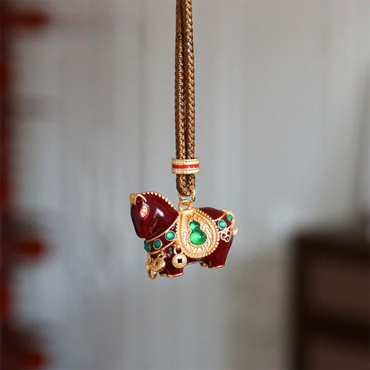 Buddha Stones Year of the Horse Copper Brass Balance Necklace Pendants