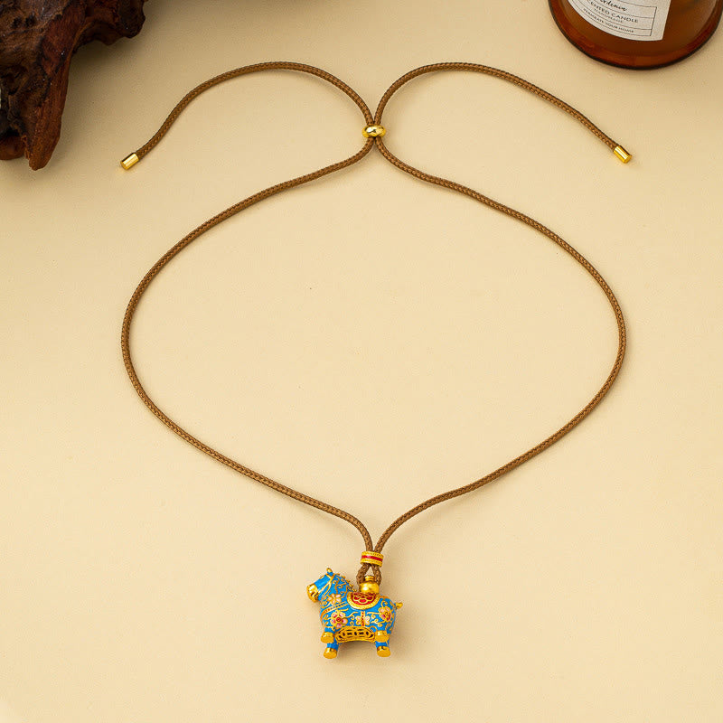 Buddha Stones Year of the Horse Copper Wealth Necklace Pendants